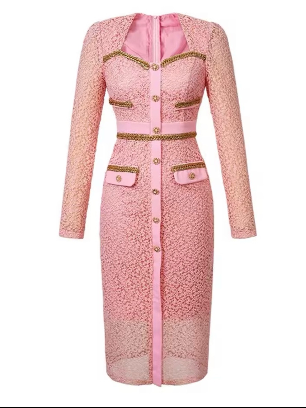 NWT Bella Barnett Elegant Pink Long Sleeve Dress. Size M. New w tags in Box! - Picture 3 of 12